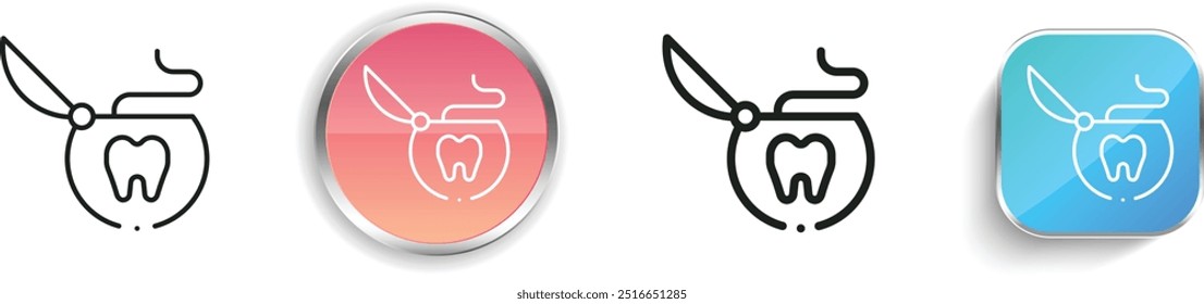 dental floss icon. Thin Linear, Regular and Button Style Design Isolated On White Background