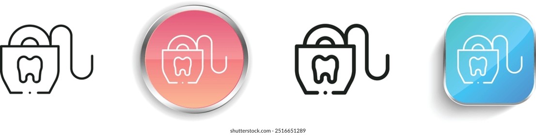 dental floss icon. Thin Linear, Regular and Button Style Design Isolated On White Background