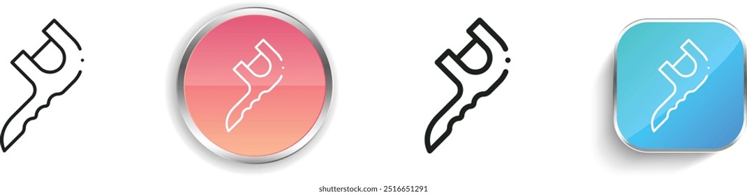 icono de hilo dental. Diseño de estilo lineal delgado, regular y de Botón aislado sobre fondo blanco