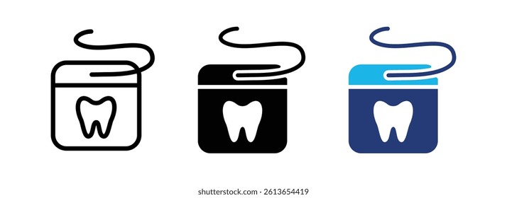 Dental floss icon vector. Tooth floss hygiene symbol flat outline, solid icon for web and mobile app