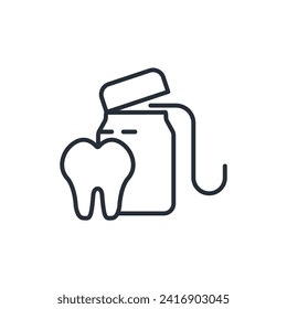 Icono de hilo dental. vector.Curso editable.Signo de estilo lineal para uso de diseño web,logotipo.Ilustración de símbolo.