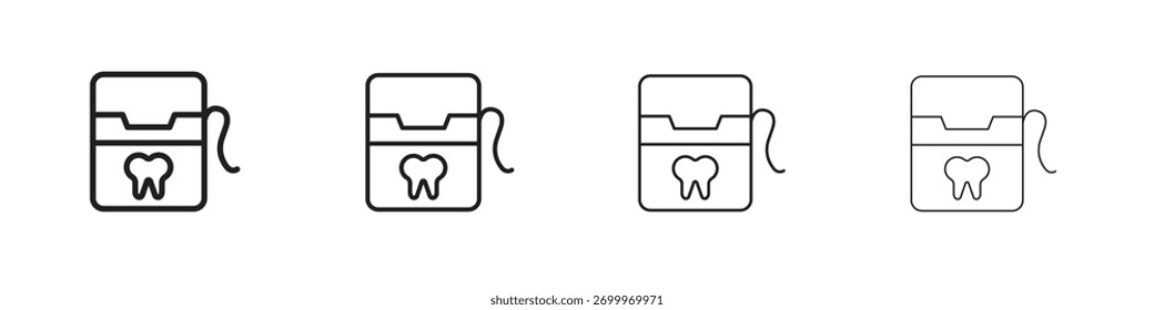 Dental floss icons. editable stroke icon collection.