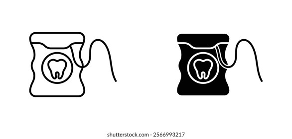 Dental floss icons in outline and fill. vector illustration for ui.