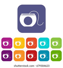 Dental floss icons set vector illustration in flat style In colors red, blue, green and other