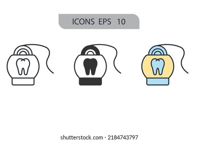 dental floss icons  symbol vector elements for infographic web