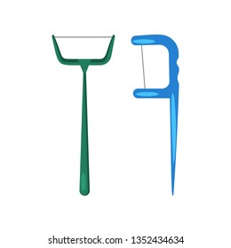 Dental floss illustration. Bathroom, hygiene, brush. Dental care concept. Vector illustration can be used for topics like stomatology, hygiene, daily routine