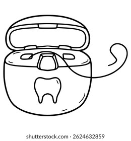 dental floss illustration hand drawn outline vector