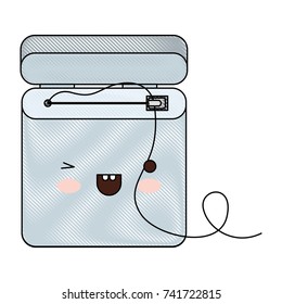 dental floss kawaii in colored crayon silhouette vector illustration