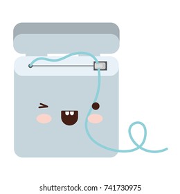 dental floss kawaii in colorful silhouette vector illustration