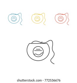 Dental floss line icon. vector illustration