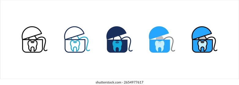 Conjunto de iconos de estilo múltiple de hilo dental