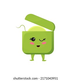 Dental floss on a white isolated background. Vector illustration.