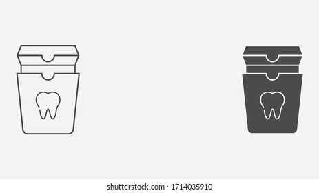 Dental floss outline and filled vector icon sign symbol