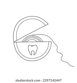 Dental Floss outline sketch. Vector doodle illustration isolated on white background.