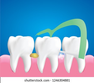 Dental Floss Picks, Dental Cleaning Tool, Dental care concept, Illustration Vector