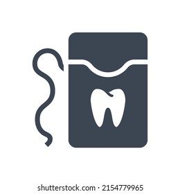 Dental Floss Related Vector Glyph Icon. Dental Floss Sign. Isolated on White Background