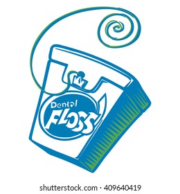 Dental Floss With A String Of Floss Shaped In A Curly Cue