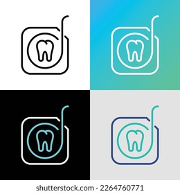 Dental flattert dünne Linie Symbol. Zahnputzgerät für die Zahnreinigung. Vektorgrafik.