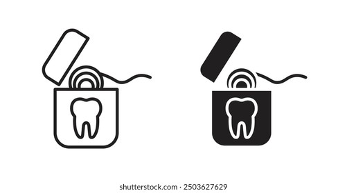 Dental floss vector icon in solid and outline style