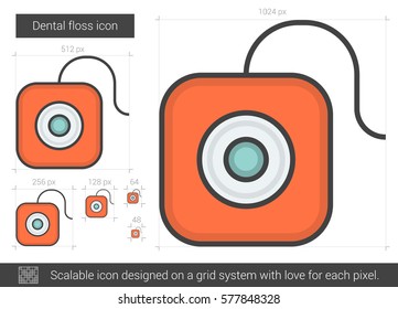 Dental floss vector line icon isolated on white background. Dental floss line icon for infographic, website or app. Scalable icon designed on a grid system.