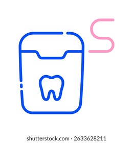 Dental Floss Vector for Oral Hygiene and Tooth Cleaning. String floss icon, dental care accessory, plaque removal concept