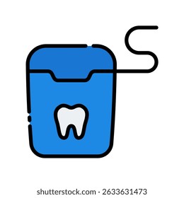 Dental Floss Vector for Oral Hygiene and Tooth Cleaning. String floss icon, dental care accessory, plaque removal concept