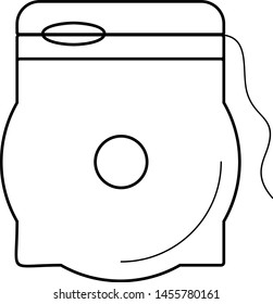 Dental floss. Vector outline icon isolated on white background.