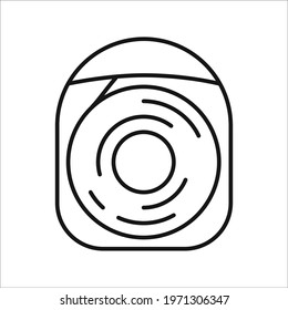Dental floss vector outline illustration. Single flossing icon isolated on white background. Simple dental sign. Dental care symbol for web-site.