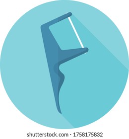 dental flosser flat design simple vector blue background