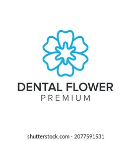 dental flower logo icon vector template