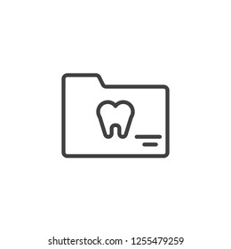 Dental Folder outline icon. linear style sign for mobile concept and web design. Dentist document folder simple line vector icon. Symbol, logo illustration. Pixel perfect vector graphics