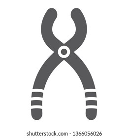 Dental forceps glyph icon, dentistry and teeth, dentist tool sign, vector graphics, a solid pattern on a white background, eps 10.