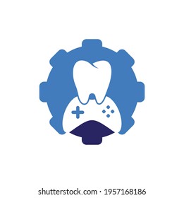Dental Game gear shape concept Logo Icon Design. Tooth And Console vector logo design.	