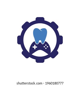 Dental Game gear shape concept Logo Icon Design. Tooth And Console vector logo design.	