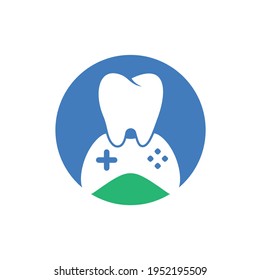 Dental Game Logo Icon Design. Tooth And Console vector logo design.
