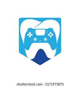 Dental Game Logo Icon Design. Tooth And Console vector logo design.	