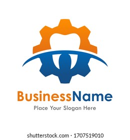 Dental gear vector logo template. Suitable for business, health, web and design