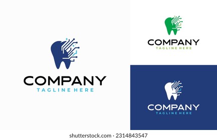 dental geometric tech logo vector icon illustration, Dental Clinic logo designs template