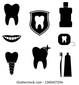 Dental glyph icon set, Stomatology , logo isolated on white background