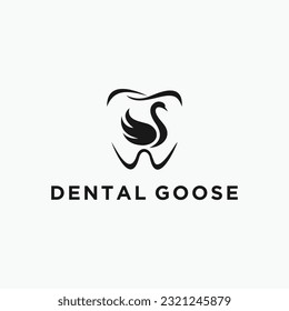 dental and goose logo design vector silhouette illustration