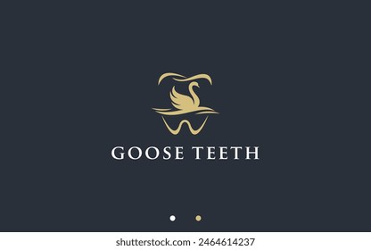 dental with goose logo design vector silhouette illustration