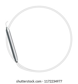 Dental handpieces instrument and circle shape frame made from cable, illustration 3D virtual design isolated on white background, with copy space