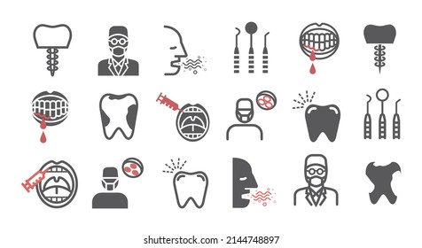 Dental Health banner. Line icons set. Reception at the dentist. Treatment. Vector signs.