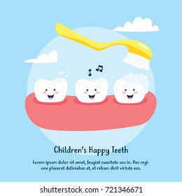 Dental health campaign series for kid. Tooth care poster for children set.