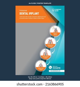 Dental health care A4 flyer or poster design template