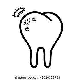 Ícone de assistência médica dentária com traço editável. Dor de dente e vírus