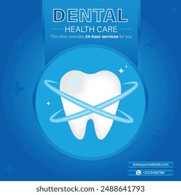 Diseño de Plantilla de póster plano de cuidado y protección de la salud dental adecuado para la clínica dental.