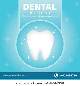 Diseño cuadrado de la Plantilla del póster del cuidado de salud dental conveniente para la clínica dental. concepto de la salud oral. proteja su sonrisa.