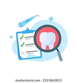 verificação de saúde dental e design plano de ilustração conceito limpo. simples elemento gráfico moderno para landing page ui, infográfico, ícone