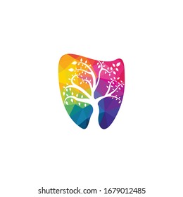 Dental health clinic logo design. Tooth tree vector logo design.